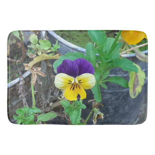 Lila- und Gelbblüte Badematte (Vorderseite)
