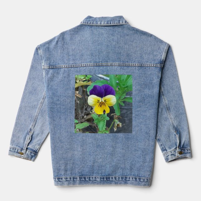 Lila- und Gelbblüte Jeansjacke (Rückseite)