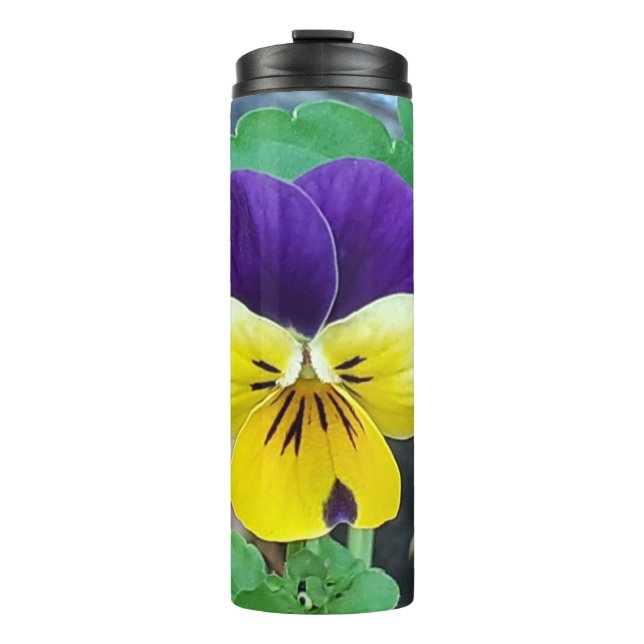 Lila- und Gelbblüte Thermosbecher (Vorderseite)