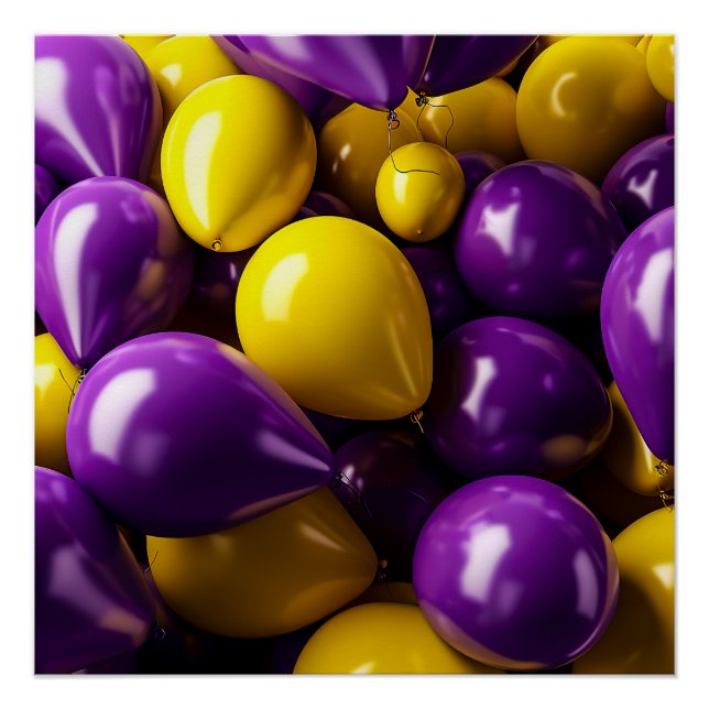 Lila und gelbe Balloons Poster (Vorderseite)