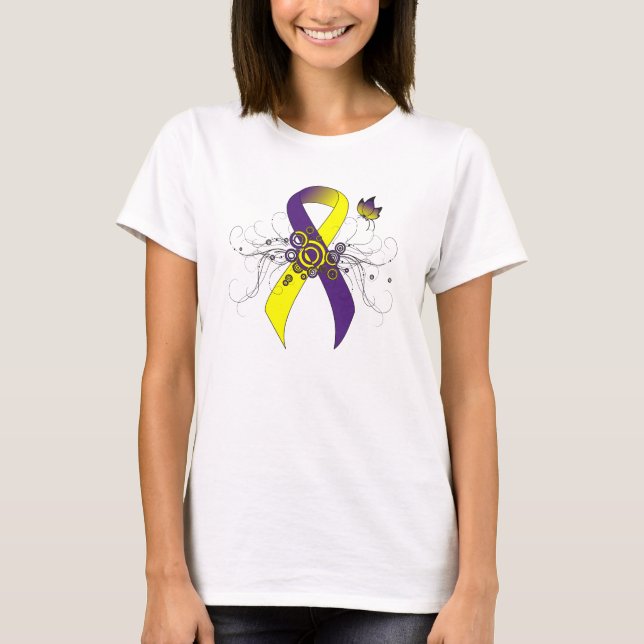 Lila und gelbe Barkeeper mit Schmetterling T-Shirt (Vorderseite)