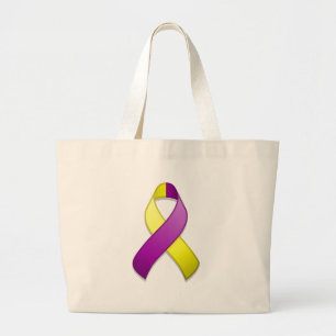 Lila und gelbe Bewusstseins-Band-Tasche Jumbo Stoffbeutel