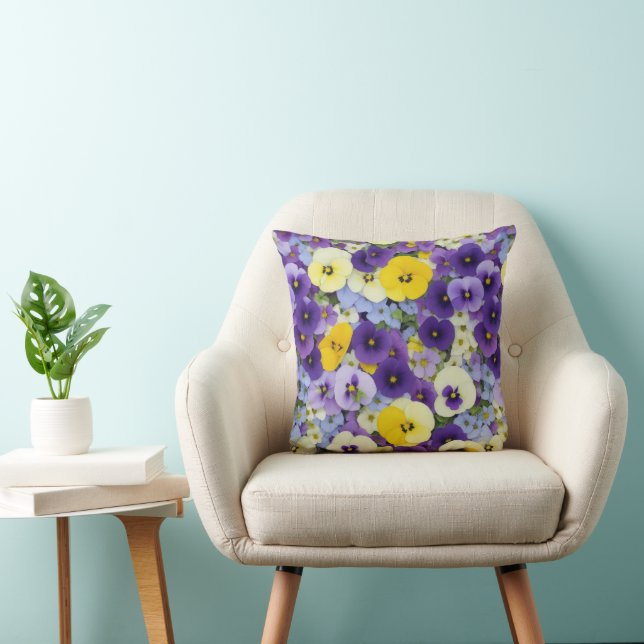 Lila und gelbe Blume Kissen (Stuhl )