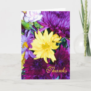 Lila und gelbe Blumen Dankeskarten Dankeskarte
