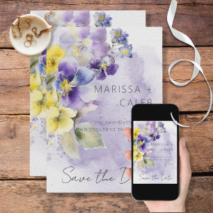 Lila und gelbe Blumen Moderne Hochzeit Save The Date