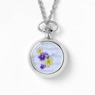 Lila und gelbe Blumen Notizzettel Armbanduhr