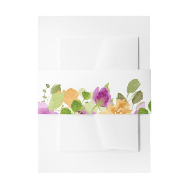 Lila und gelbe Blüten Einladung Bauchband Einladungsbanderole (Vorderseite Beispiel)