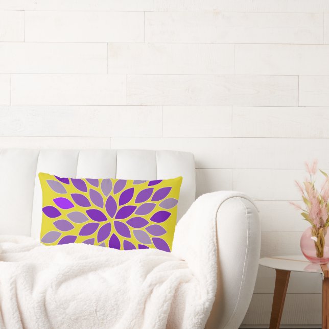 Lila und gelbe Chrysanthemum-Blume Kissen (Liege)