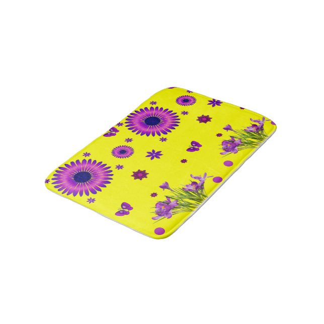 Lila und gelbe Duschbadewanne Badezimmer Badematte (Schrägansicht)