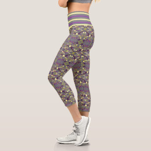 Lila und gelbe Farbtafel Capri Leggings