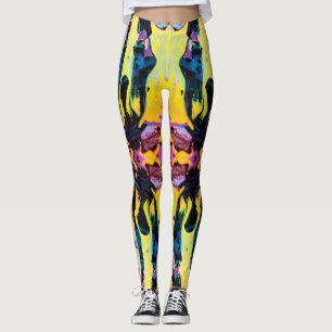 Lila und gelbe interstellare galaktische Implosion Leggings