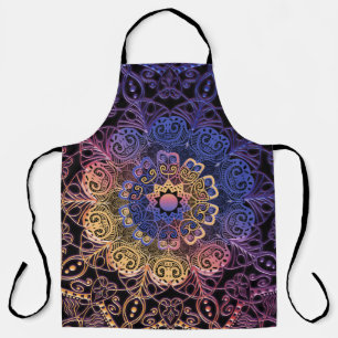 Lila und gelbe Mandala: handgezeichnet Design Schürze