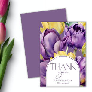 Lila und gelbe Tulpen Brautparty Vielen Dank Karte
