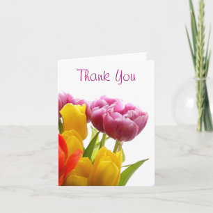 Lila und gelbe Tulpen Dankeschön-Notizkarte Dankeskarte