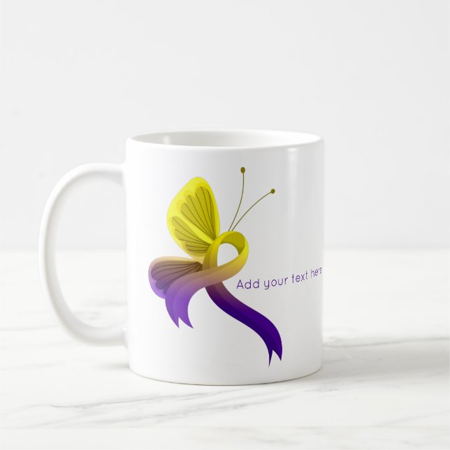 Lila und gelber Butterfly-Butterfly Kaffeetasse (Links)