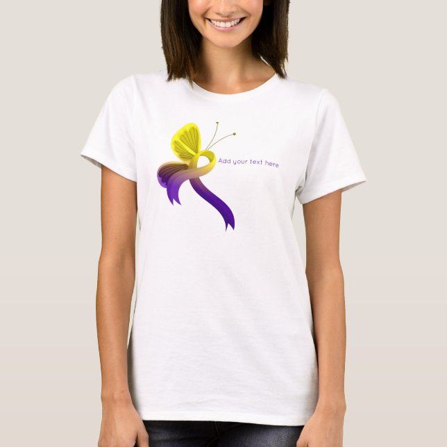 Lila und gelber Butterfly-Butterfly T-Shirt (Vorderseite)