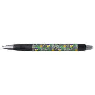 Lila und gelber Pansy Pen Kugelschreiber