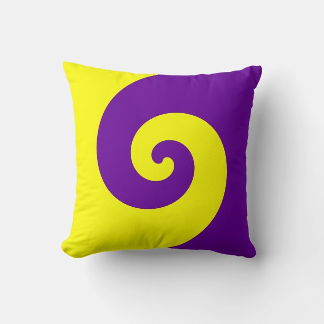 Lila und gelber Twirl Kissen (Vorderseite)
