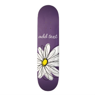 Lila und gelber weißlicher Daisy-Text Skateboard