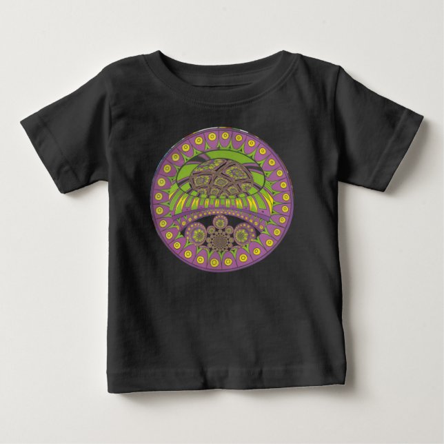 Lila und gelbes Kaleidoskop Baby T-shirt (Vorderseite)