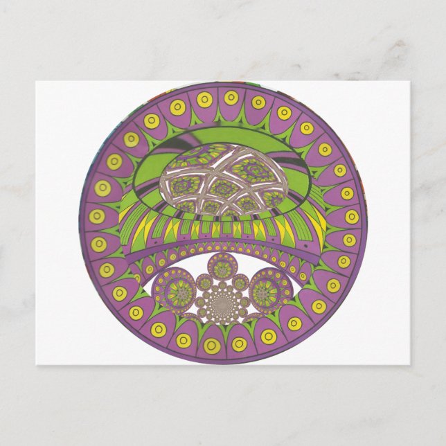 Lila und gelbes Kaleidoskop Postkarte (Vorderseite)