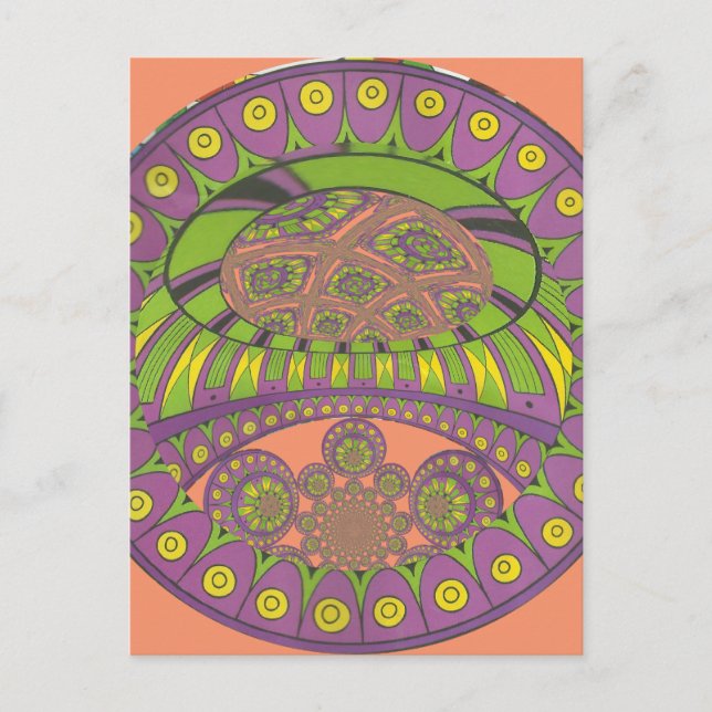 Lila und gelbes Kaleidoskop Postkarte (Vorderseite)