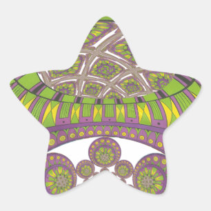 Lila und gelbes Kaleidoskop Stern-Aufkleber