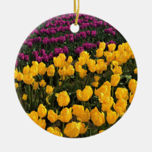 Lila und gelbes Tulip-Feld, Oregon Keramik Ornament