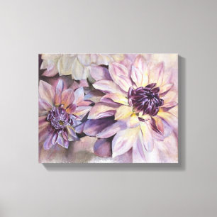 LILA UND GELBTE DAHLIAS WRAPPING CANVAS MALERIEREN LEINWANDDRUCK