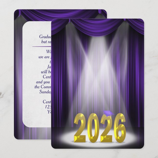 Lila und Gold 2025 Einladung (Vorne/Hinten)
