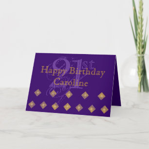 Lila und Gold 21. Geburtstag Karte