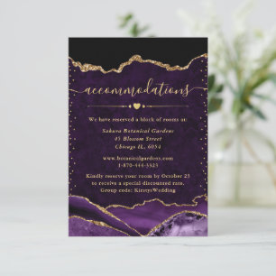 Lila und Gold Achat Hochzeitsunterkünfte Begleitkarte