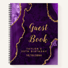 Lila und Gold Agate Birthday Gästebuch Notizbuch