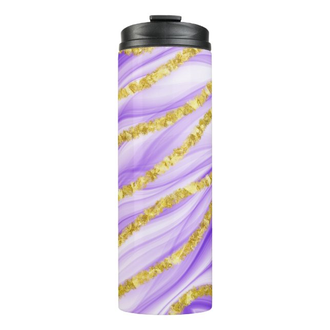 LILA UND GOLD AGATE SEHEN WAVE PATTERN THERMOSBECHER (Vorderseite)