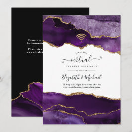 Lila und Gold Agate Virtual Wedding Einladung