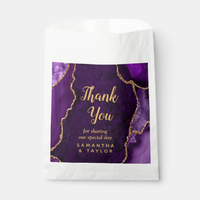 Lila und Gold Agate Wedding Vielen Dank Geschenktütchen (Vorderseite)