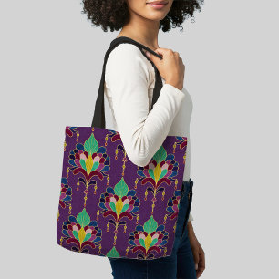 Lila und Gold Art Deco florales Ornament Tasche