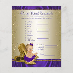 Lila und Gold Baby Shower-Spiele für Mädchen Flyer