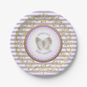 Lila und Gold Butterfly Baby Dusche Teller