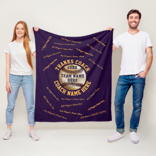 Lila und Gold Danke Geschenk für Baseball-Trainer Fleecedecke