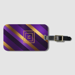 Lila und Gold Diagonal gestreift Mit Monogramm Gepäckanhänger
