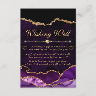 Lila und Gold Faux Glitter Achat Wunschbrunnen Begleitkarte