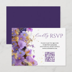 Lila und Gold Floral Bat Mitzwa RSVP Karte
