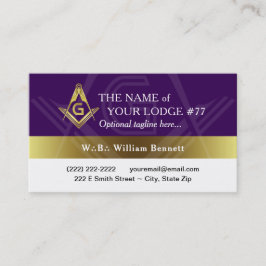 Lila und Gold Freemason Grand Lodge Masonic Visitenkarte