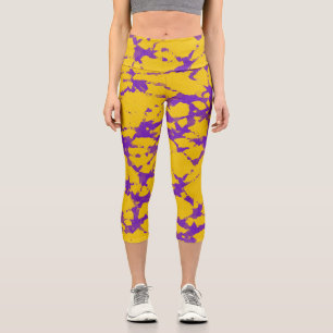 Lila und Gold-Gefärbte Krawatte Capri Leggings