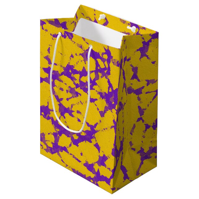 Lila und Gold-Gefärbte Krawatte Mittlere Geschenktüte (Vorderseite Schrägansicht)