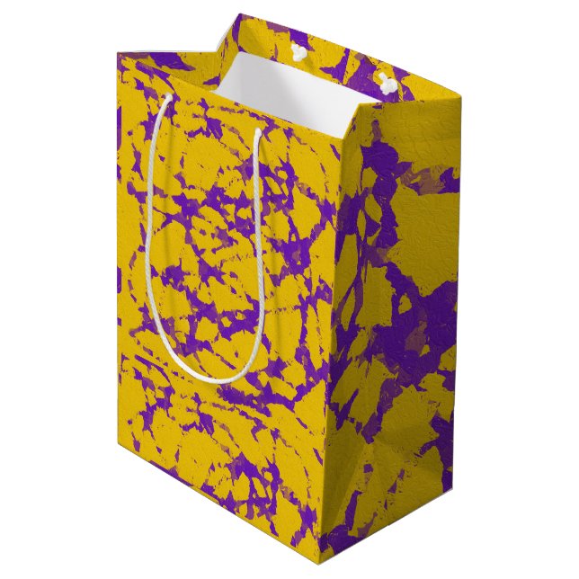 Lila und Gold-Gefärbte Krawatte Mittlere Geschenktüte (Rückseite Schrägansicht)