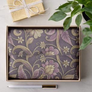 Lila und Gold geprägtes Blumenmuster Seidenpapier