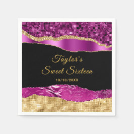 Lila und Gold Glam tränken 16 . Geburtstag Serviette