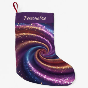 Lila und Gold Glitter-Swirbel-Muster Weihnachten Kleiner Weihnachtsstrumpf